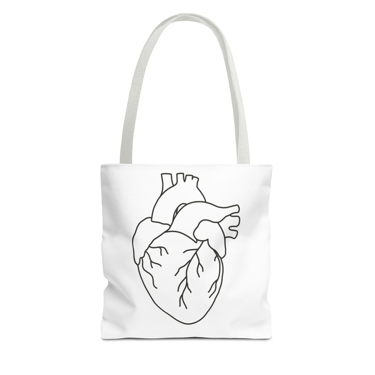 Anatomical Heart Tote Bag — Minimal Line Art Medical Shopper