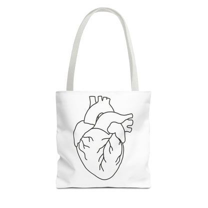Anatomical Heart Tote Bag — Minimal Line Art Medical Shopper