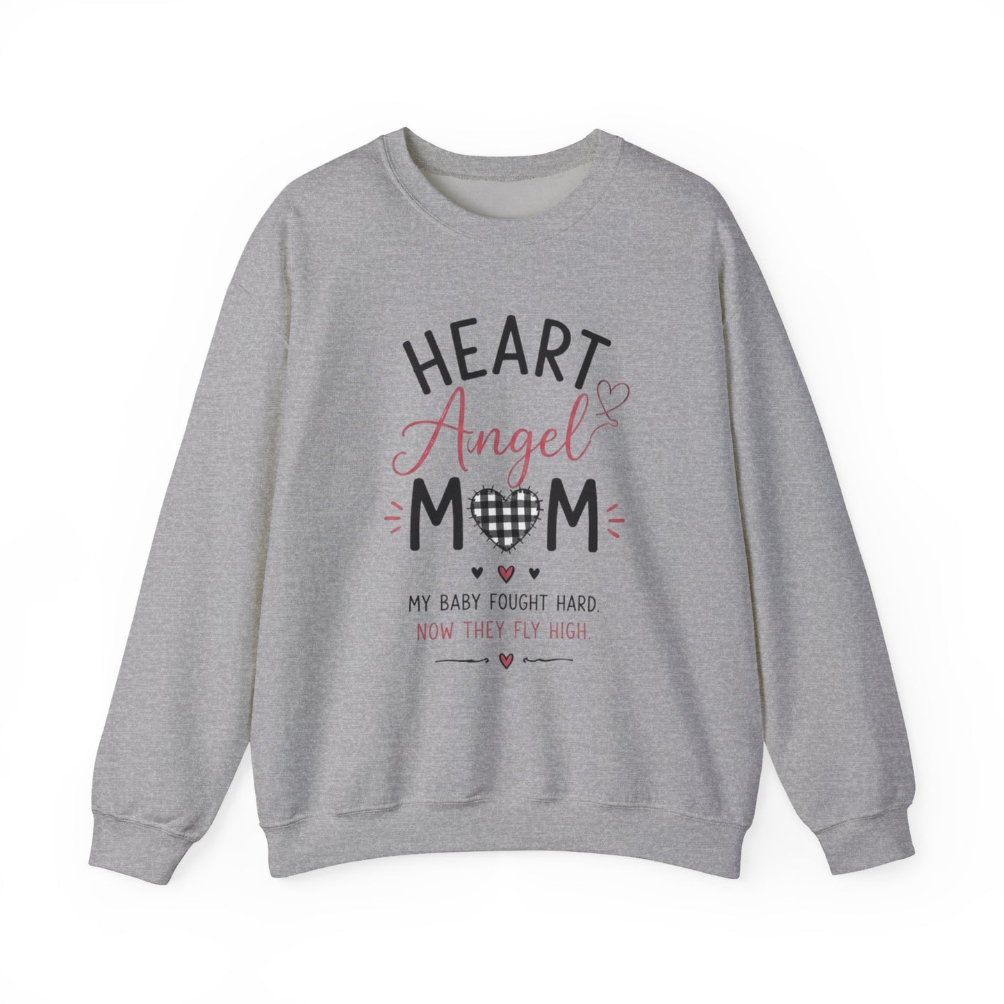 Sweatshirt — "Heart Angel Mom" Memorial Crewneck for Grieving Mothers