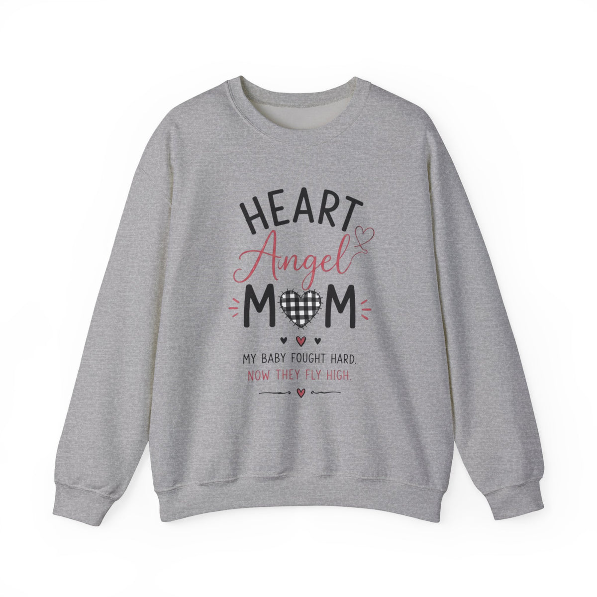 Sweatshirt — "Heart Angel Mom" Memorial Crewneck for Grieving Mothers