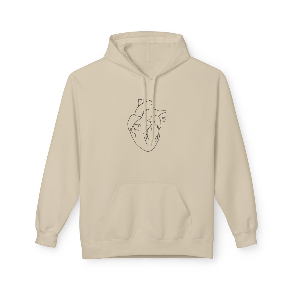 Minimal Anatomical Heart Hoodie — Line Art Medical Heart Pullover