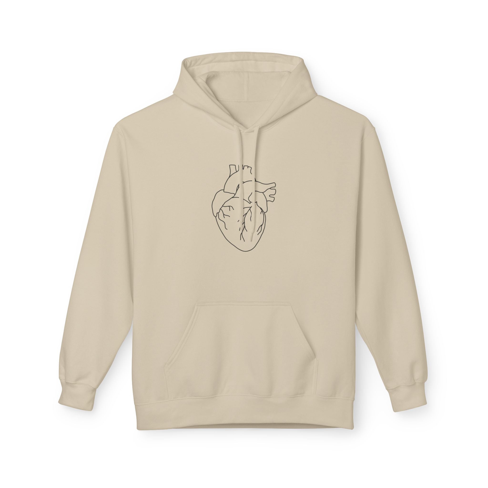 Minimal Anatomical Heart Hoodie — Line Art Medical Heart Pullover