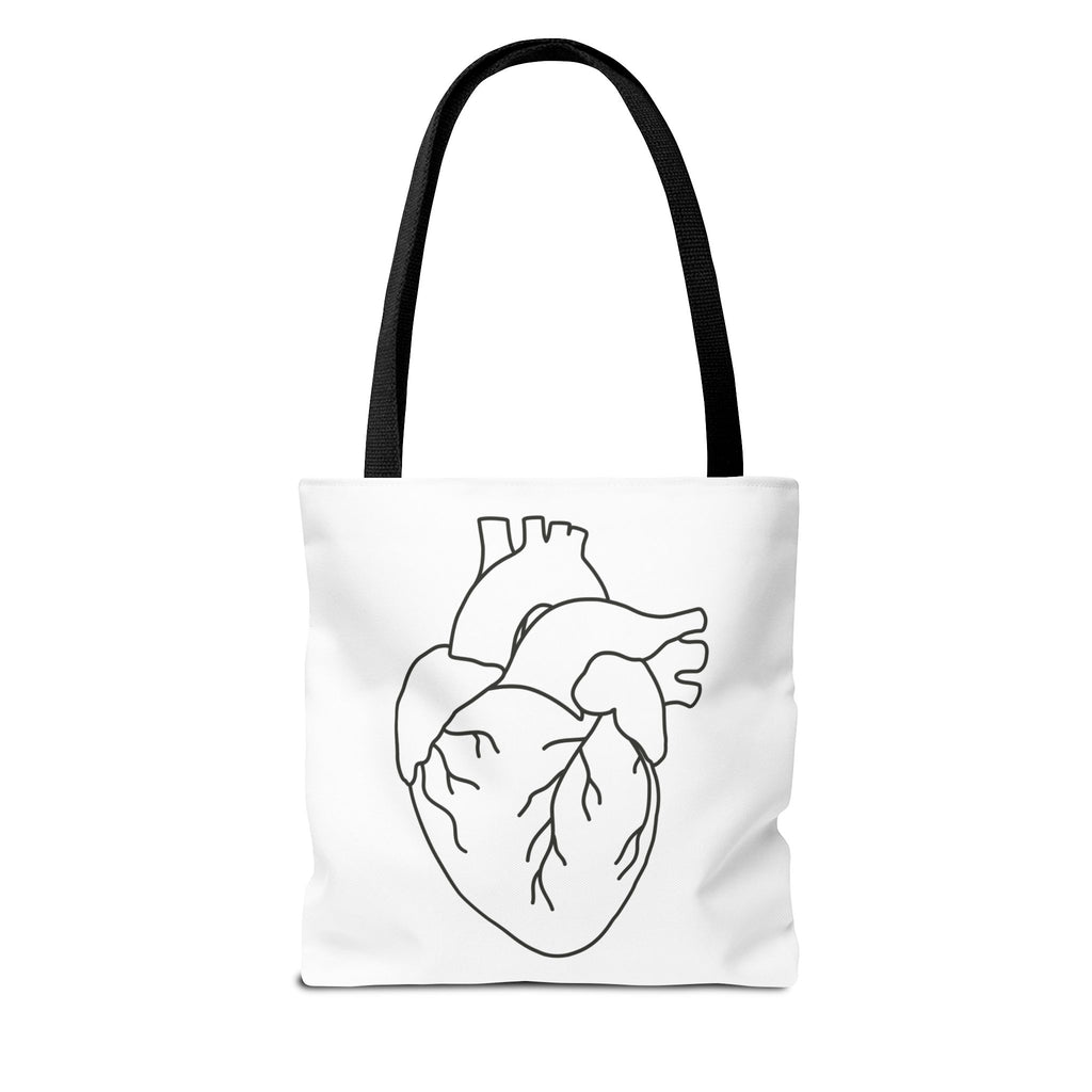 Anatomical Heart Tote Bag — Minimal Line Art Medical Shopper