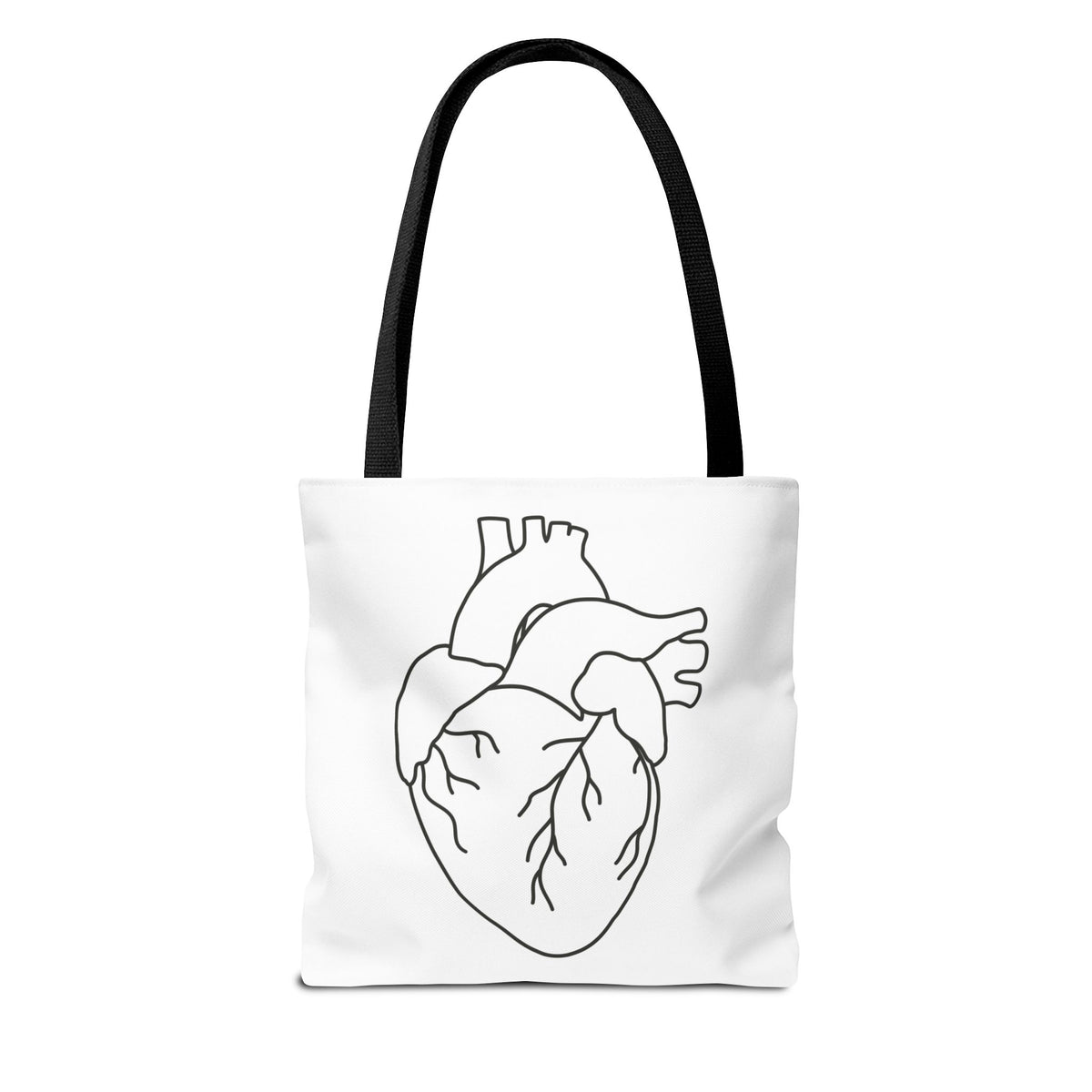 Anatomical Heart Tote Bag — Minimal Line Art Medical Shopper