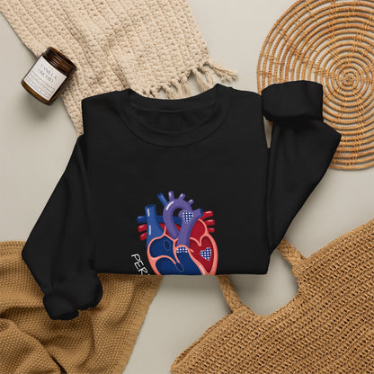 Crewneck Sweatshirt — 'Perfectly Patched' Anatomical Heart Graphic