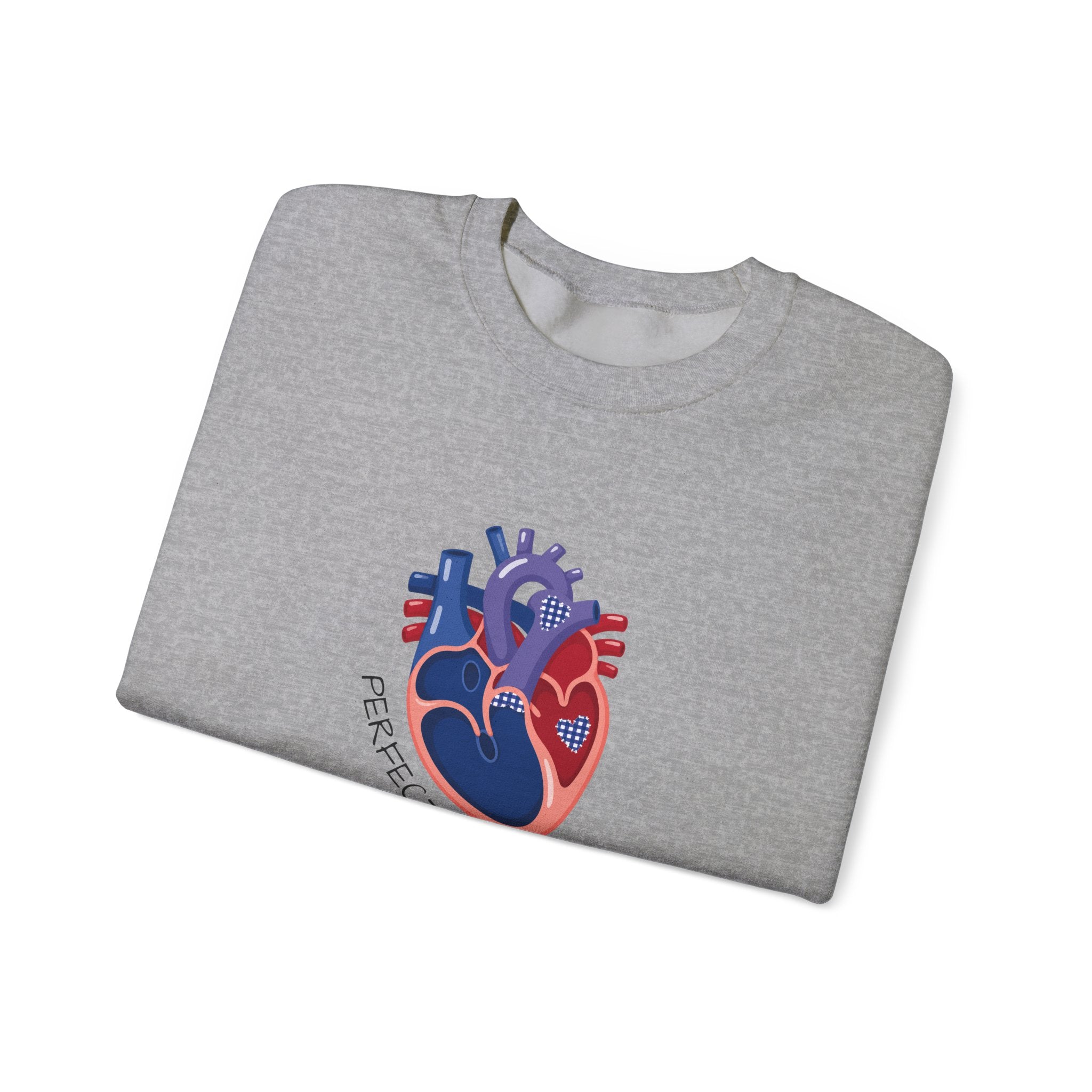 Crewneck Sweatshirt — 'Perfectly Patched' Anatomical Heart Graphic