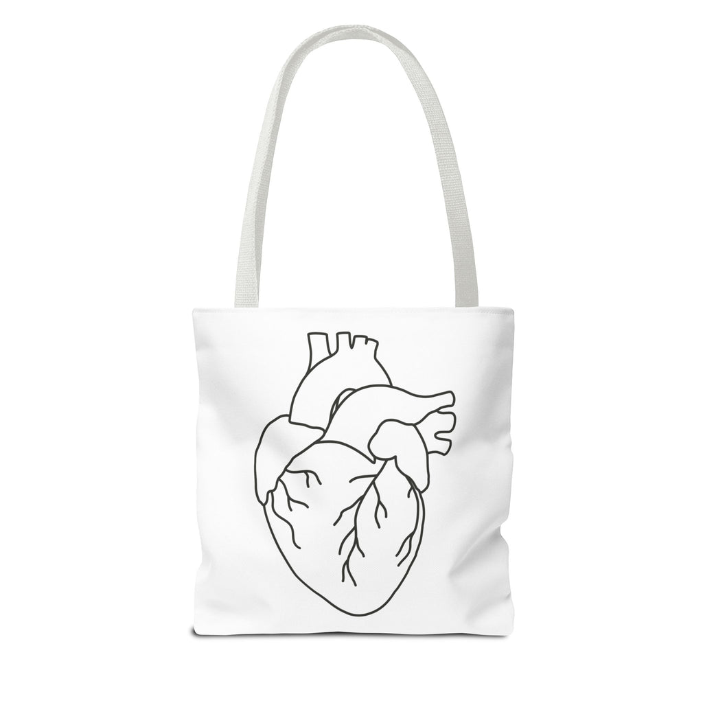 Anatomical Heart Tote Bag — Minimal Line Art Medical Shopper