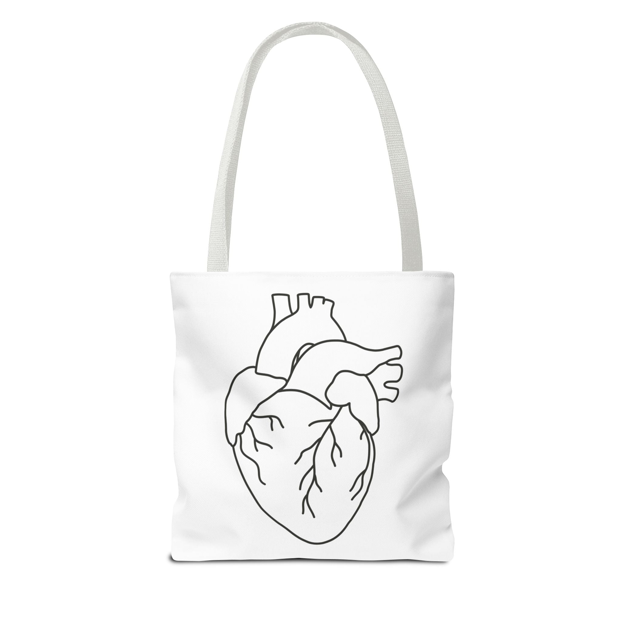 Anatomical Heart Tote Bag — Minimal Line Art Medical Shopper