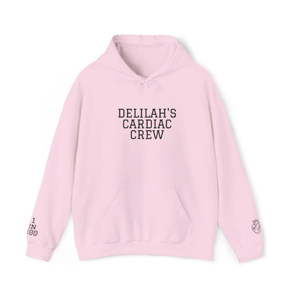 Delilah’s Cardiac Crew Hoodie — Personalized Heart Health Awareness Pullover
