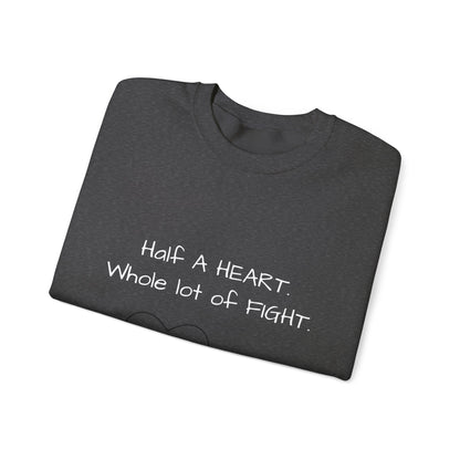Half a Heart Crewneck Sweatshirt — HLHS awareness