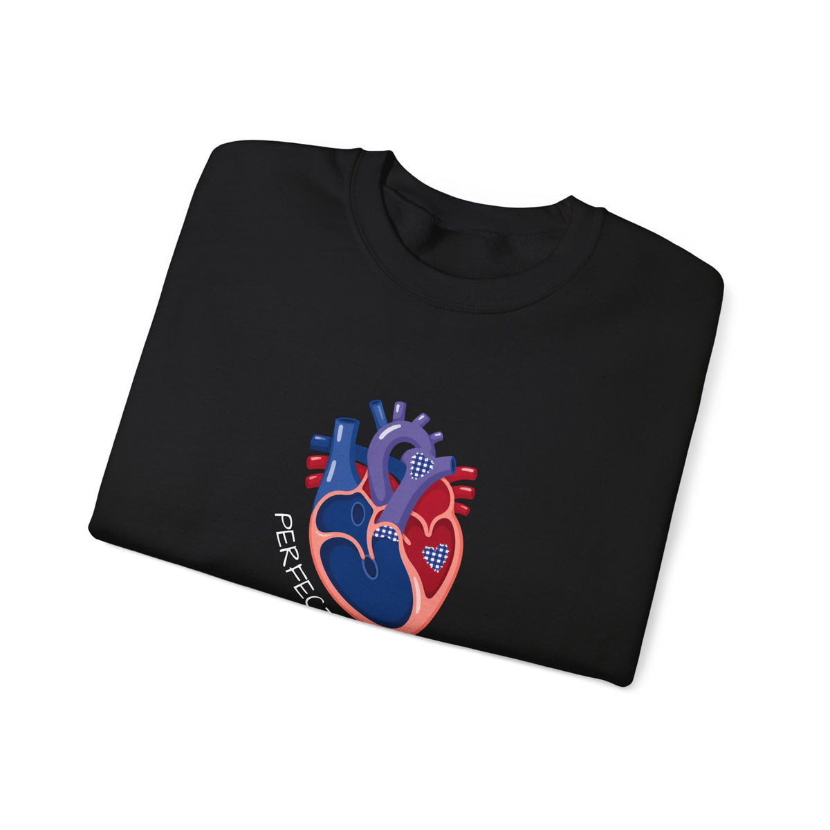 Crewneck Sweatshirt — 'Perfectly Patched' Anatomical Heart Graphic