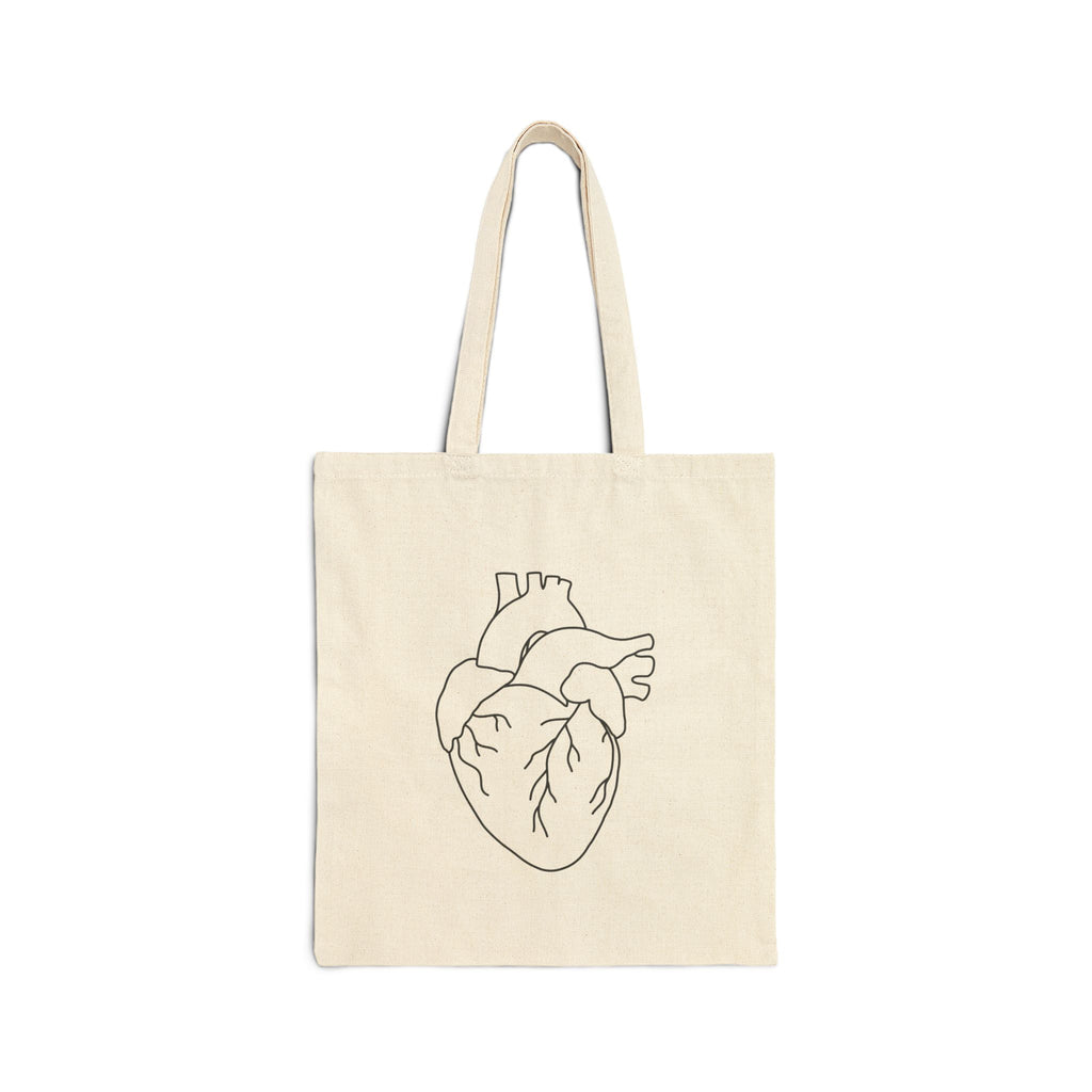 Heart Warrior Canvas Tote — Anatomical Heart Illustration Cotton Bag