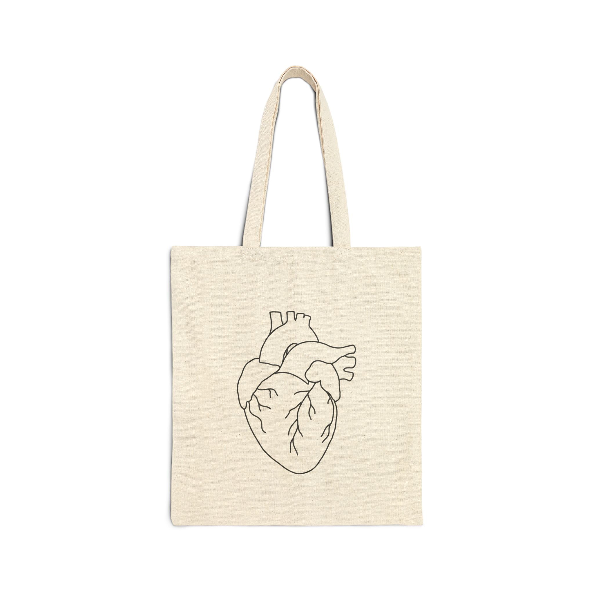 Heart Warrior Canvas Tote — Anatomical Heart Illustration Cotton Bag