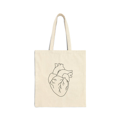Heart Warrior Canvas Tote — Anatomical Heart Illustration Cotton Bag