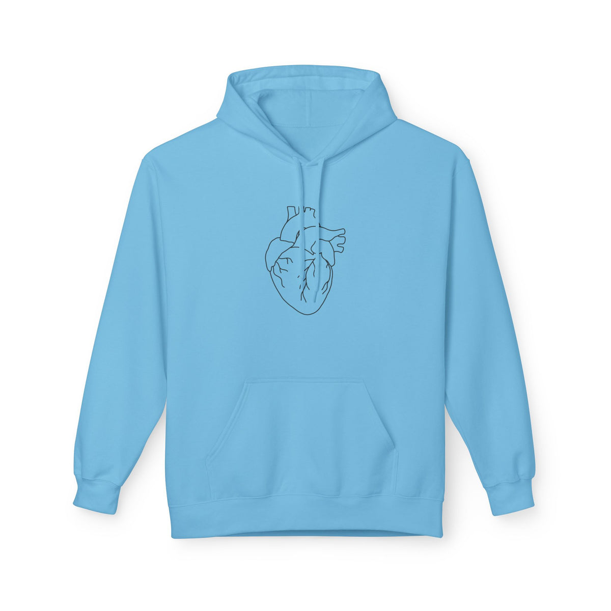 Minimal Anatomical Heart Hoodie — Line Art Medical Heart Pullover