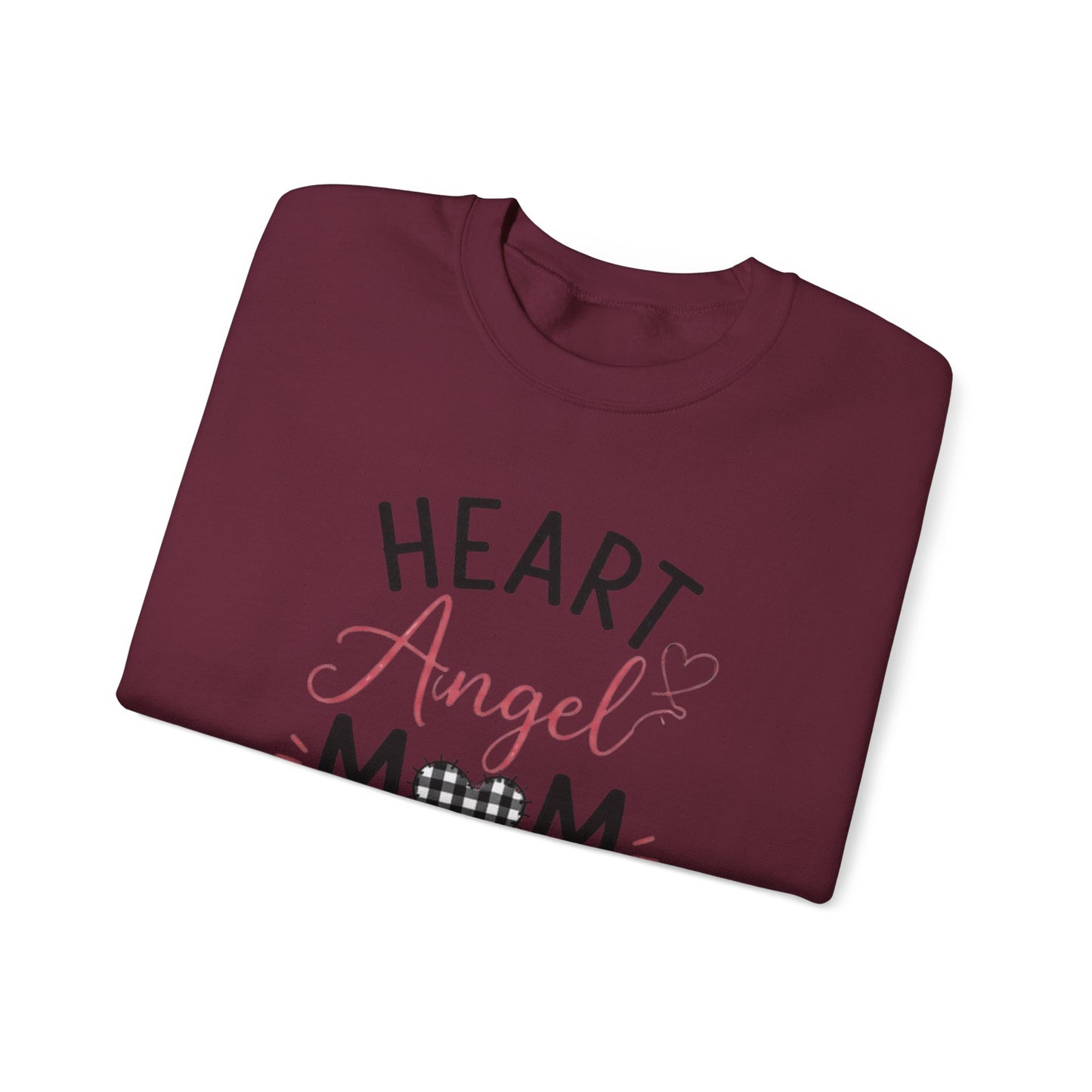 Sweatshirt — "Heart Angel Mom" Memorial Crewneck for Grieving Mothers