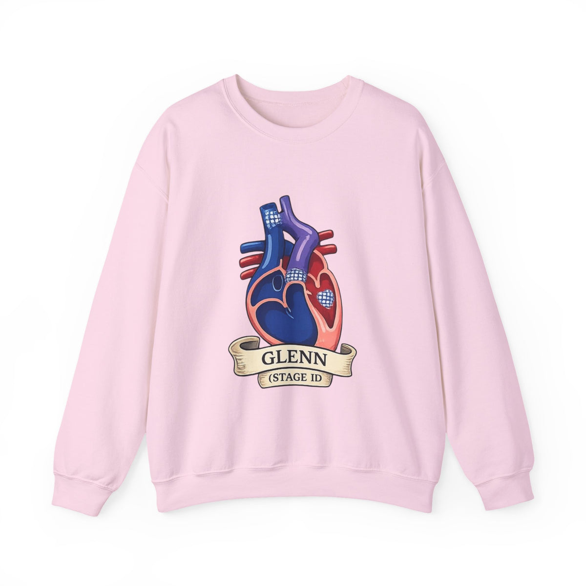 Heart Guitar Crewneck Sweatshirt — Personalized "GLENN (STAGE ID)" Musician Design