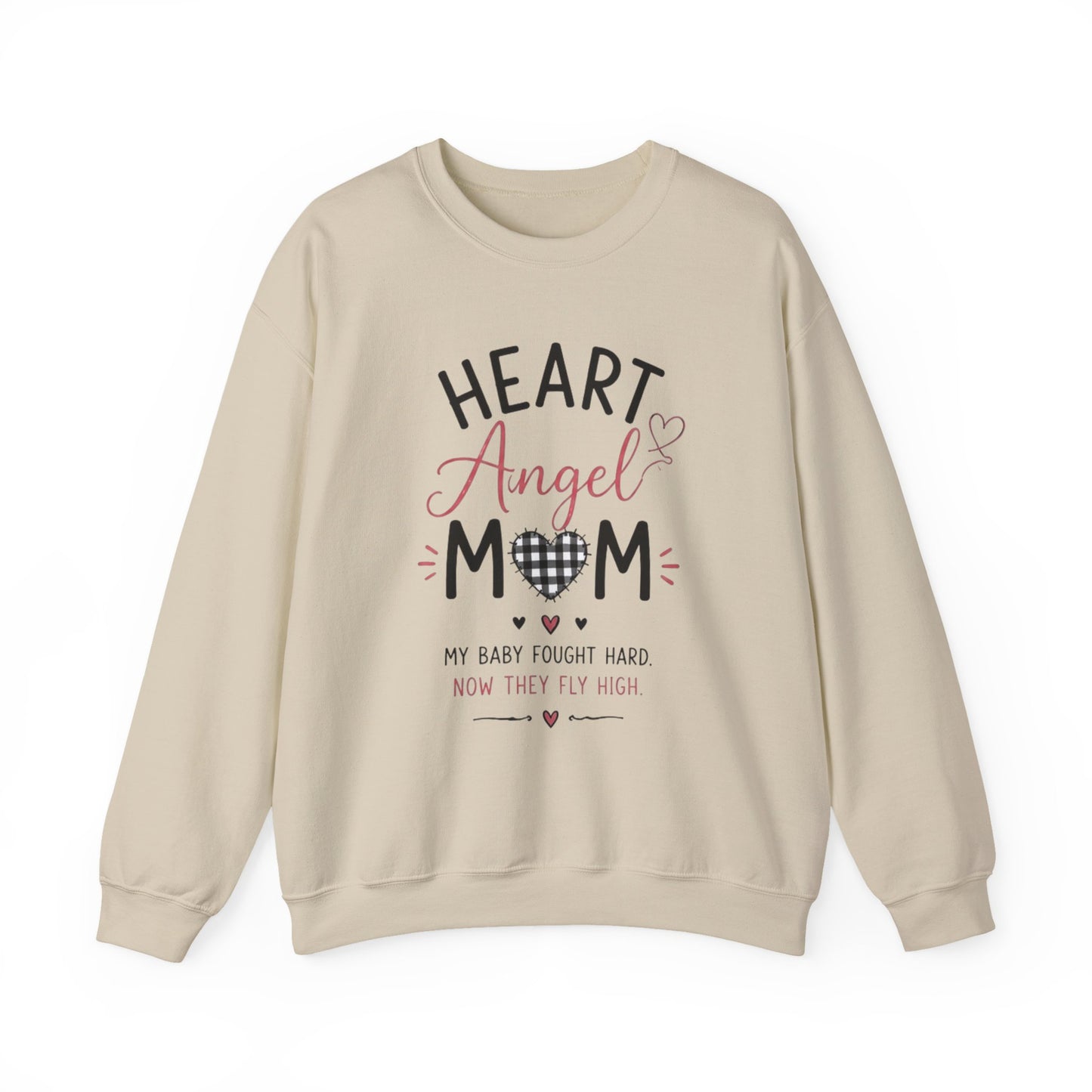 Sweatshirt — "Heart Angel Mom" Memorial Crewneck for Grieving Mothers
