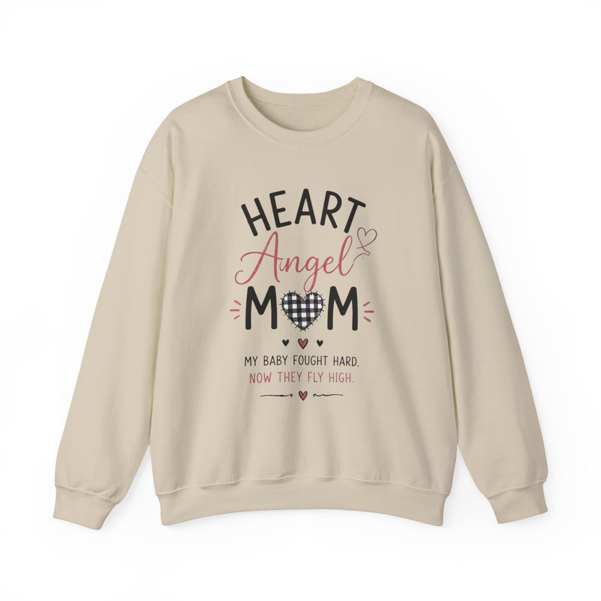 Sweatshirt — "Heart Angel Mom" Memorial Crewneck for Grieving Mothers