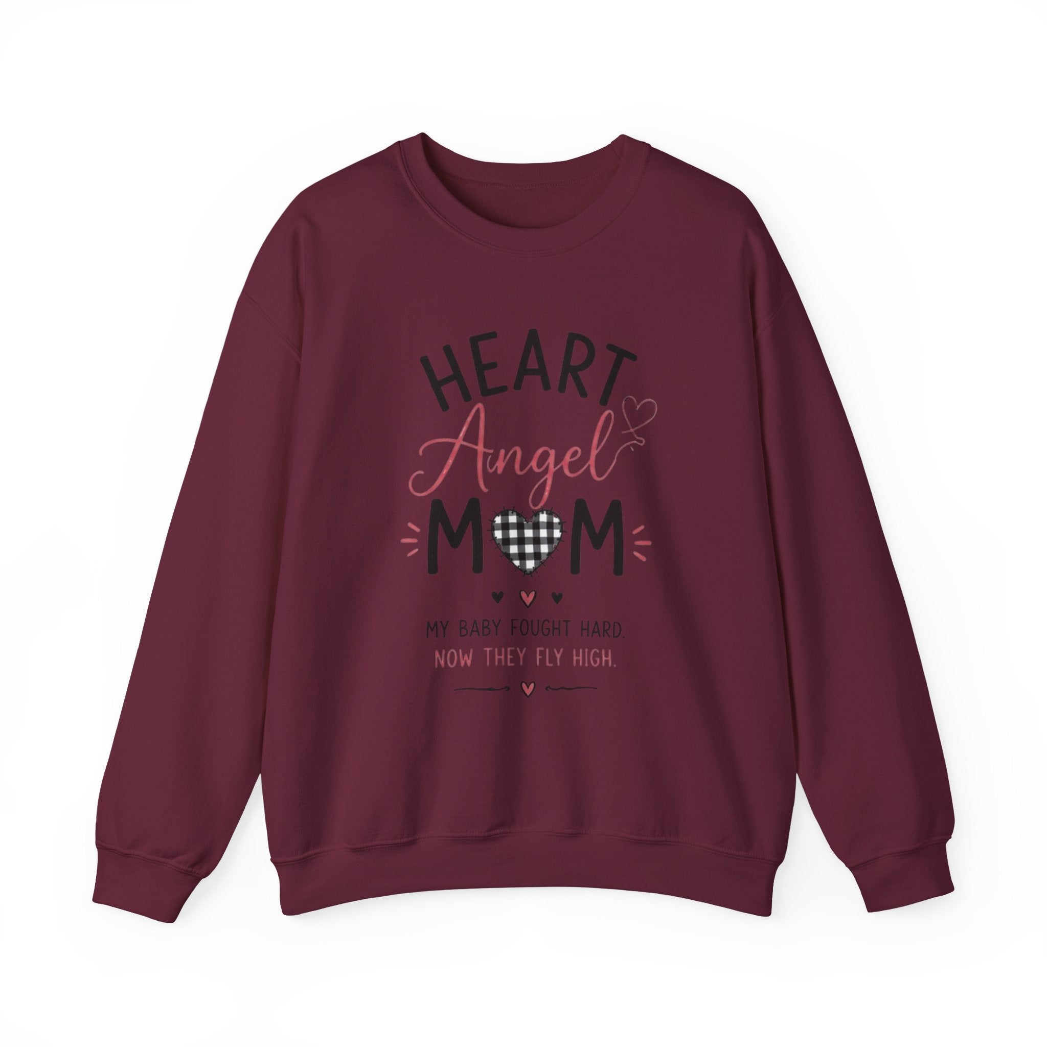 Sweatshirt — "Heart Angel Mom" Memorial Crewneck for Grieving Mothers