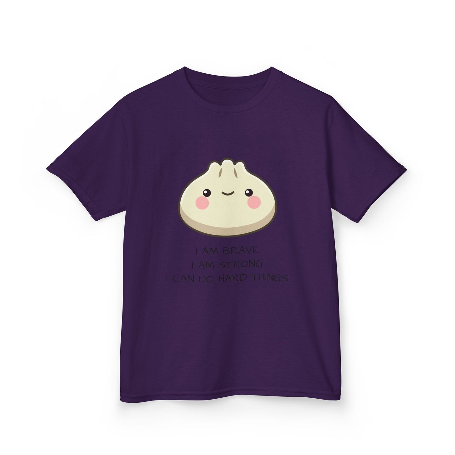 Marlee's Kids Tee — Cute Dumpling Graphic with 'I Am Brave, I Am Strong' Affirmation