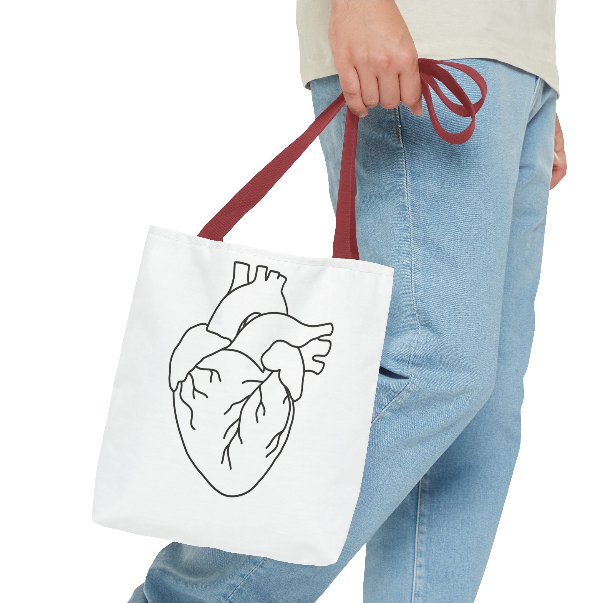 Anatomical Heart Tote Bag — Minimal Line Art Medical Shopper