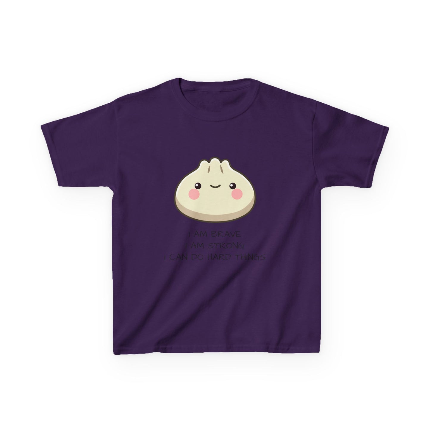 Marlee's Kids Tee — Cute Dumpling Graphic with 'I Am Brave, I Am Strong' Affirmation