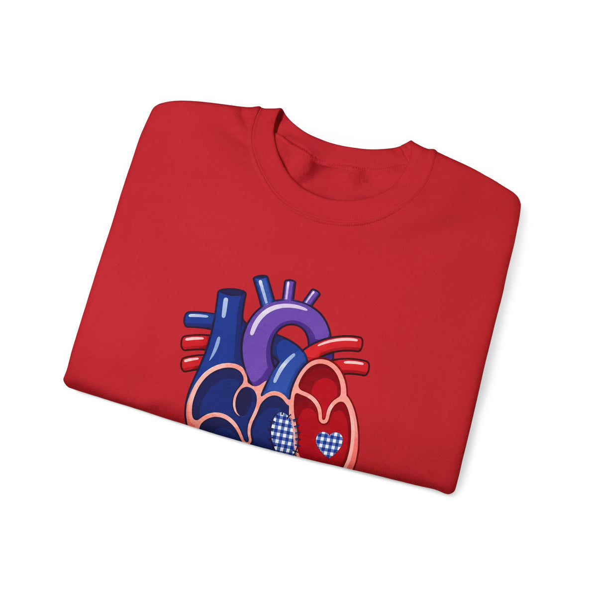 ASD Repair Heart Crewneck Sweatshirt — Autism Support Anatomical Heart Design