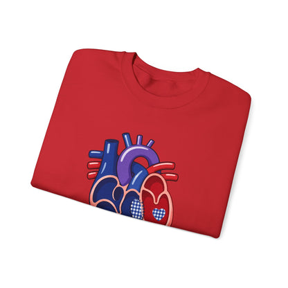 ASD Repair Heart Crewneck Sweatshirt — Autism Support Anatomical Heart Design