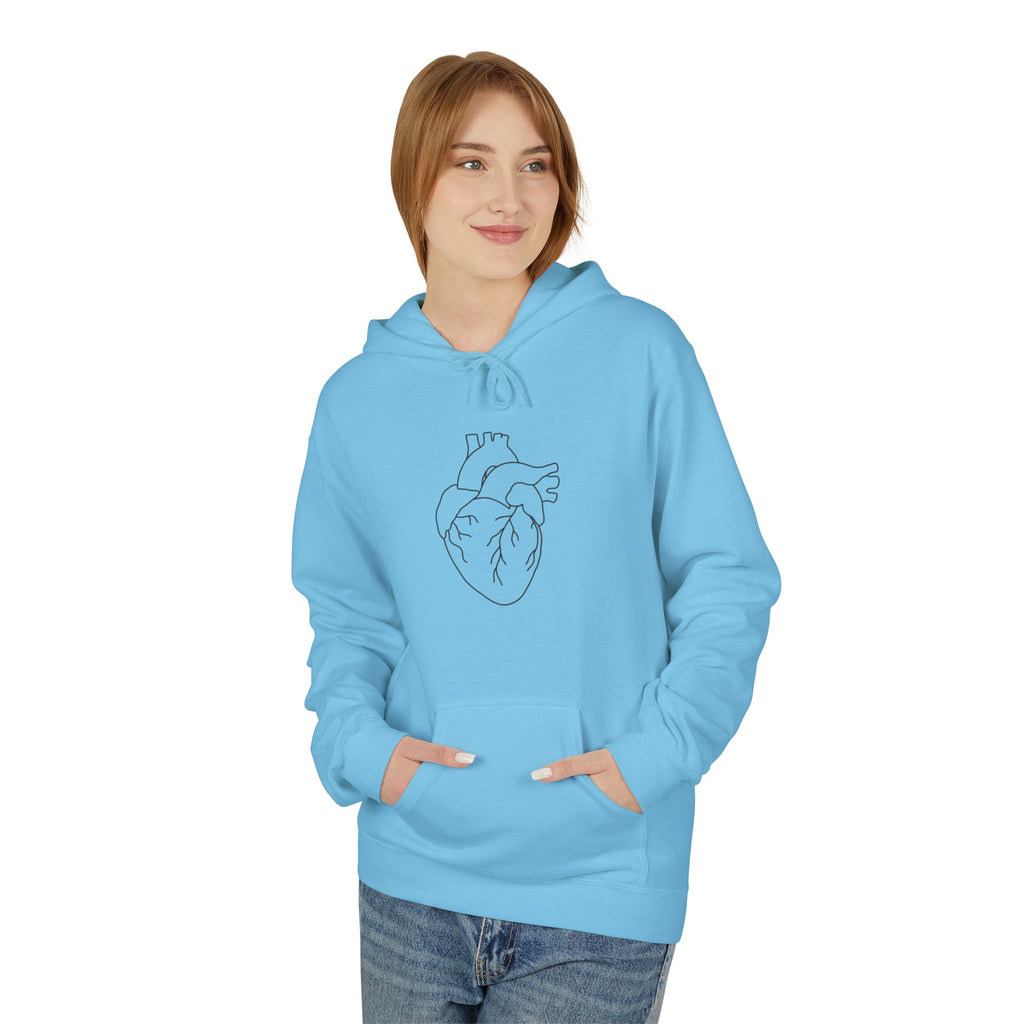 Minimal Anatomical Heart Hoodie — Line Art Medical Heart Pullover