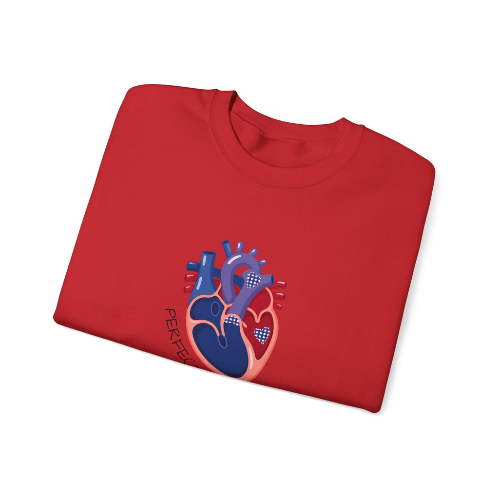 Crewneck Sweatshirt — 'Perfectly Patched' Anatomical Heart Graphic