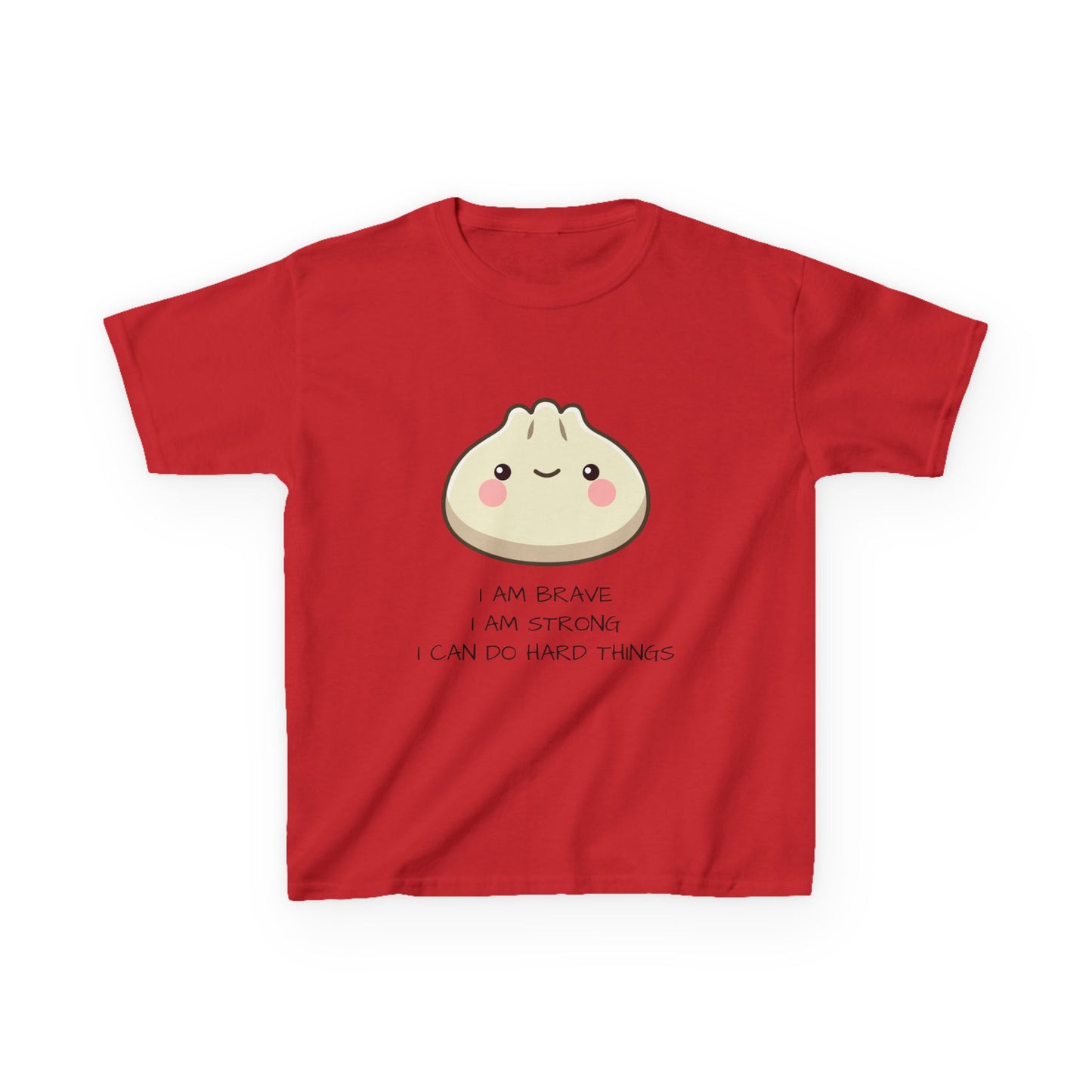 Marlee's Kids Tee — Cute Dumpling Graphic with 'I Am Brave, I Am Strong' Affirmation