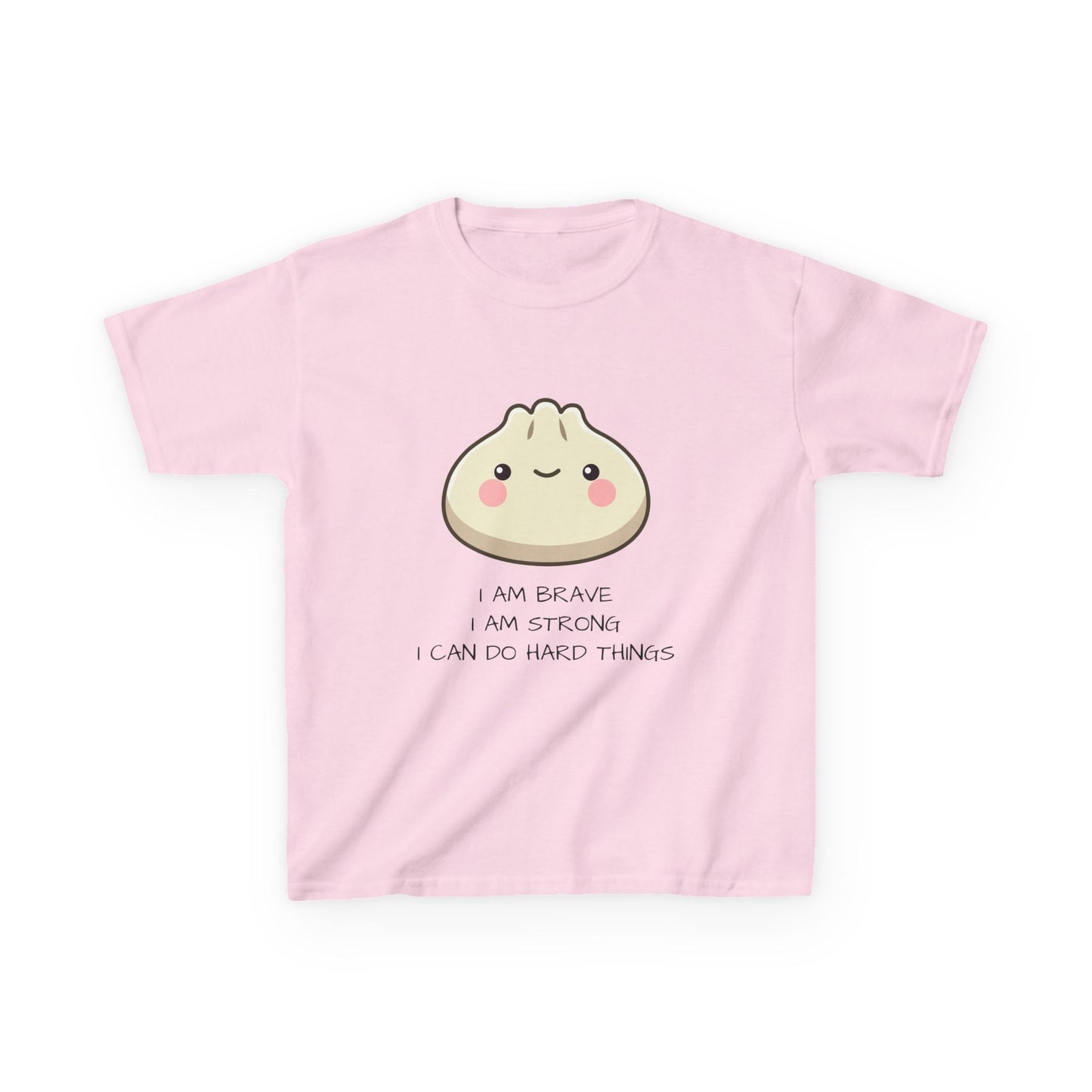 Marlee's Kids Tee — Cute Dumpling Graphic with 'I Am Brave, I Am Strong' Affirmation