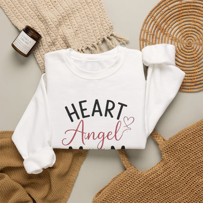 Sweatshirt — "Heart Angel Mom" Memorial Crewneck for Grieving Mothers