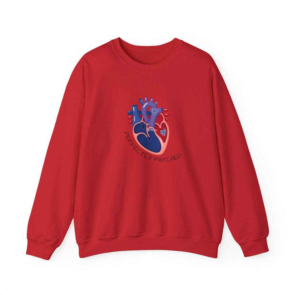 Crewneck Sweatshirt — 'Perfectly Patched' Anatomical Heart Graphic