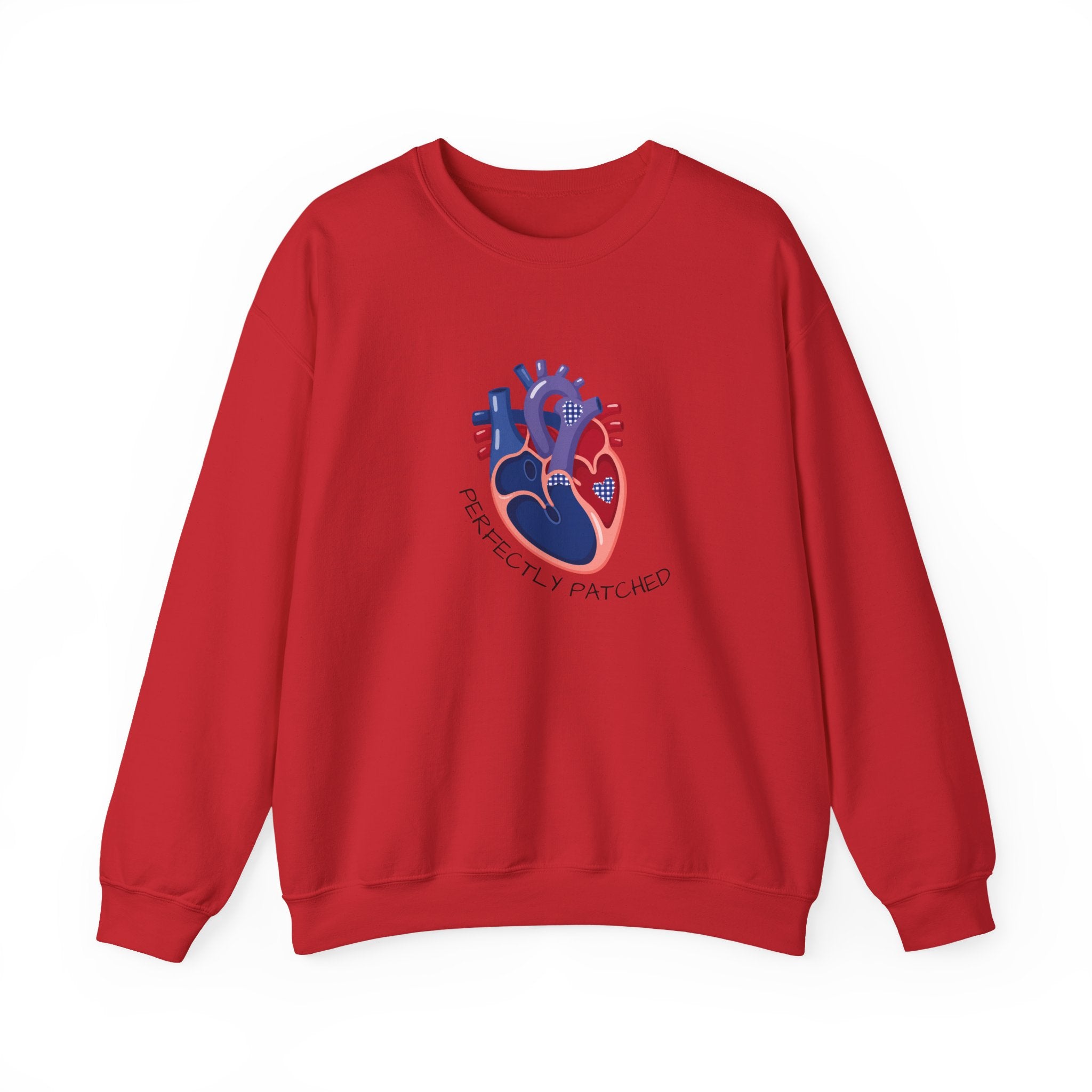 Crewneck Sweatshirt — 'Perfectly Patched' Anatomical Heart Graphic