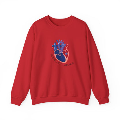 Crewneck Sweatshirt — 'Perfectly Patched' Anatomical Heart Graphic