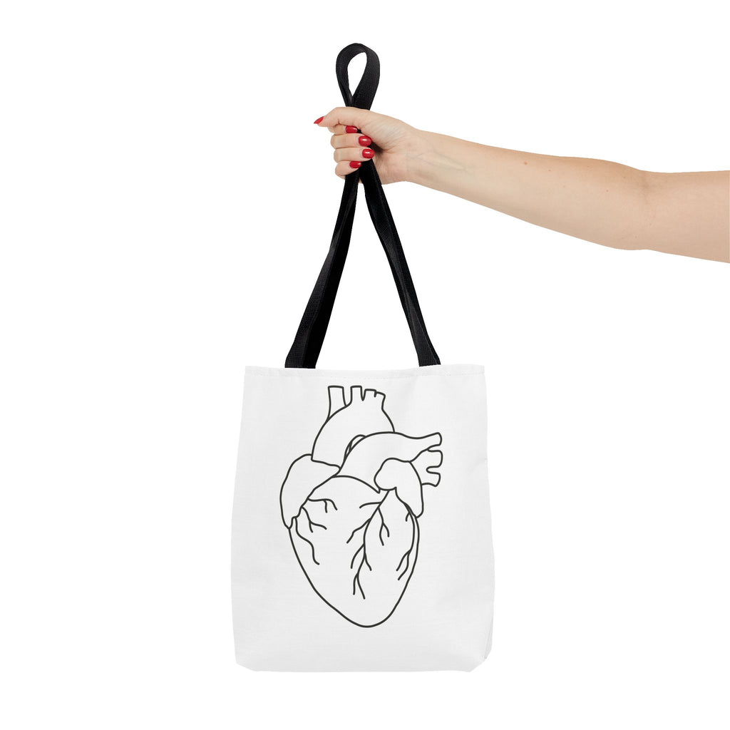Anatomical Heart Tote Bag — Minimal Line Art Medical Shopper
