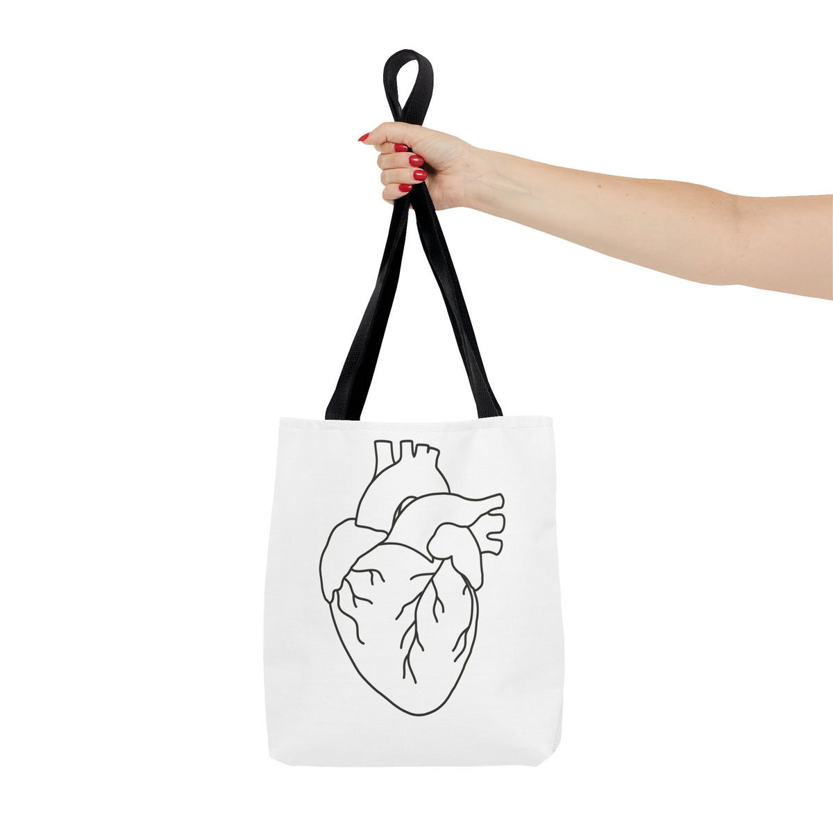 Anatomical Heart Tote Bag — Minimal Line Art Medical Shopper
