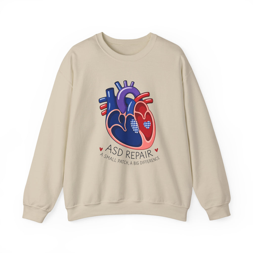ASD Repair Heart Crewneck Sweatshirt — Autism Support Anatomical Heart Design