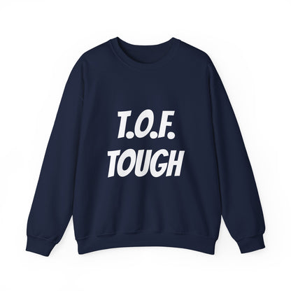 T.O.F. Tough Crewneck Sweatshirt — Minimal Heart Graphic