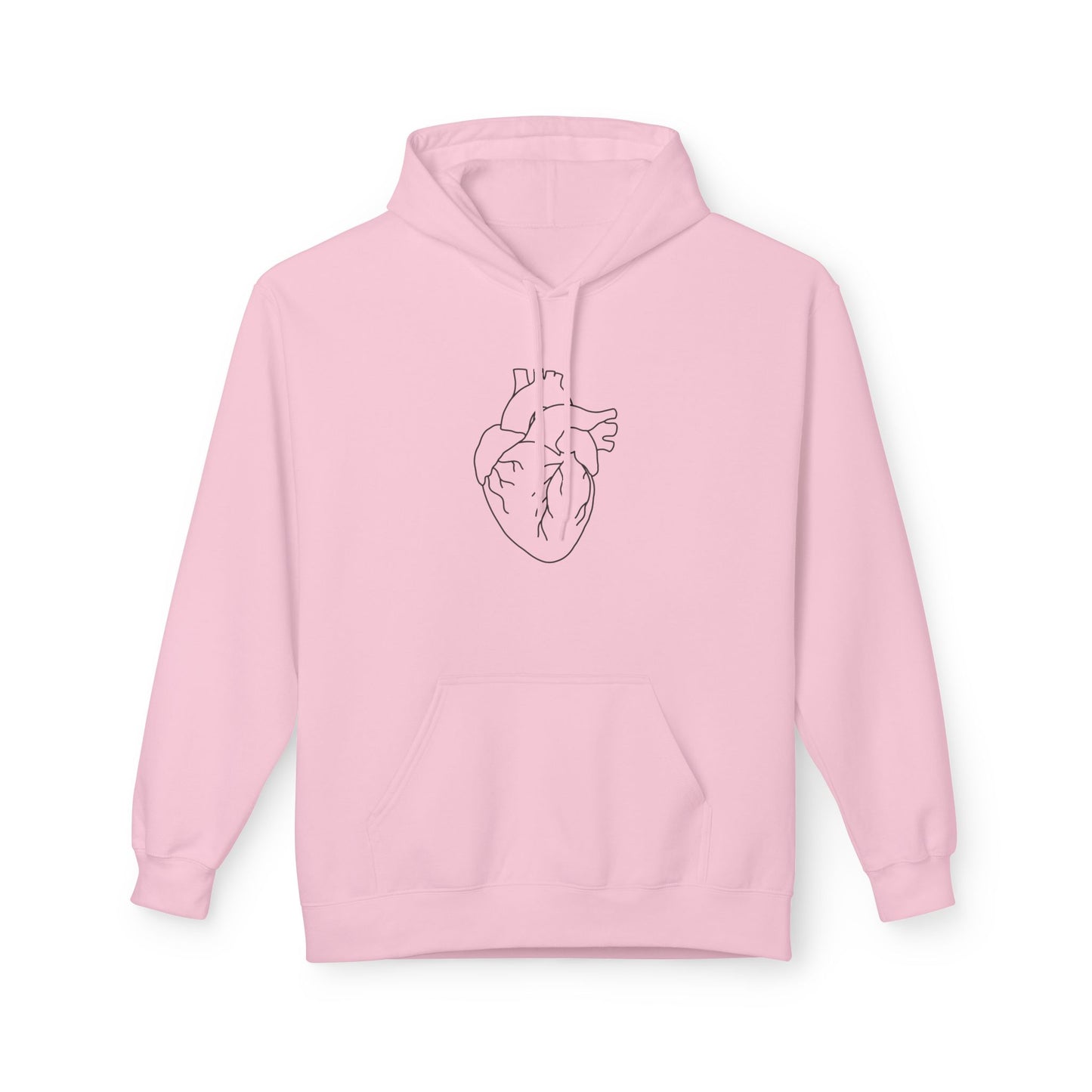 Minimal Anatomical Heart Hoodie — Line Art Medical Heart Pullover