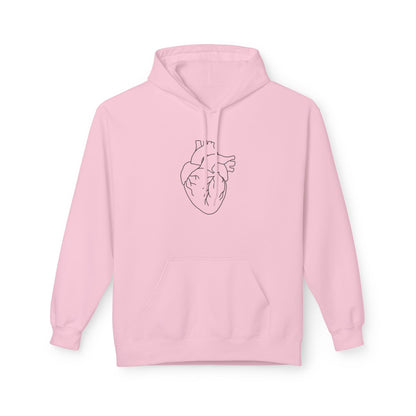Minimal Anatomical Heart Hoodie — Line Art Medical Heart Pullover