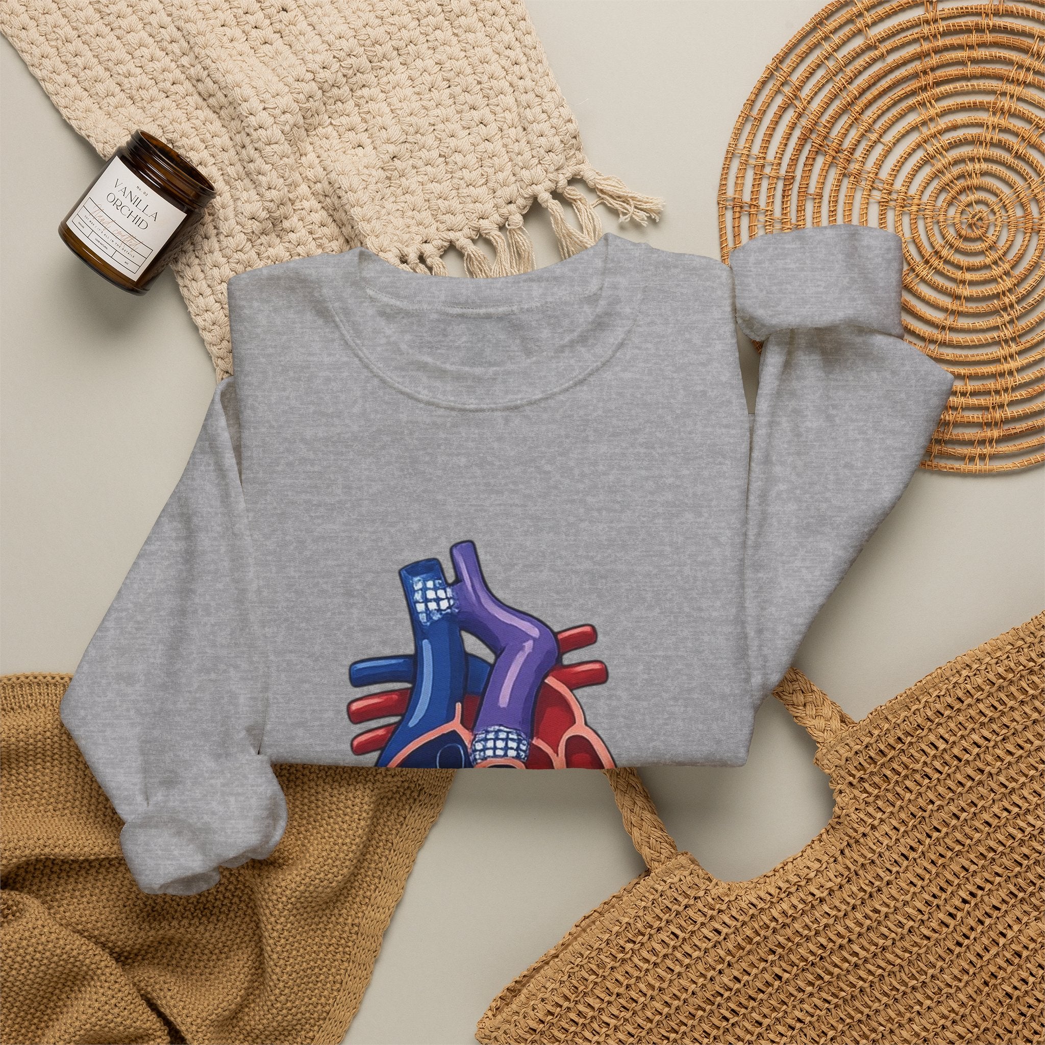 Heart Guitar Crewneck Sweatshirt — Personalized "GLENN (STAGE ID)" Musician Design