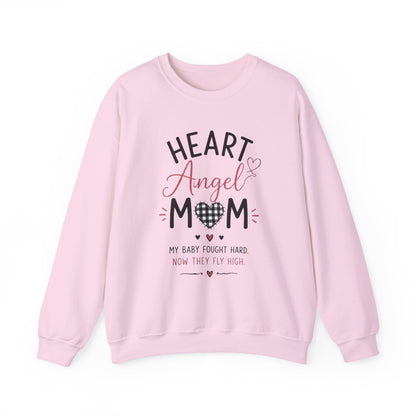 Sweatshirt — "Heart Angel Mom" Memorial Crewneck for Grieving Mothers