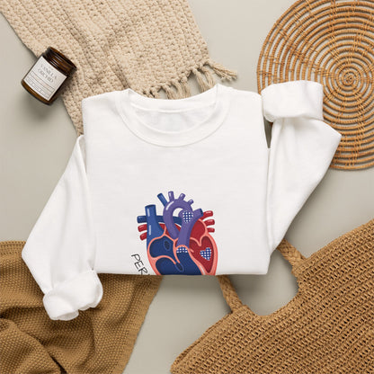 Crewneck Sweatshirt — 'Perfectly Patched' Anatomical Heart Graphic