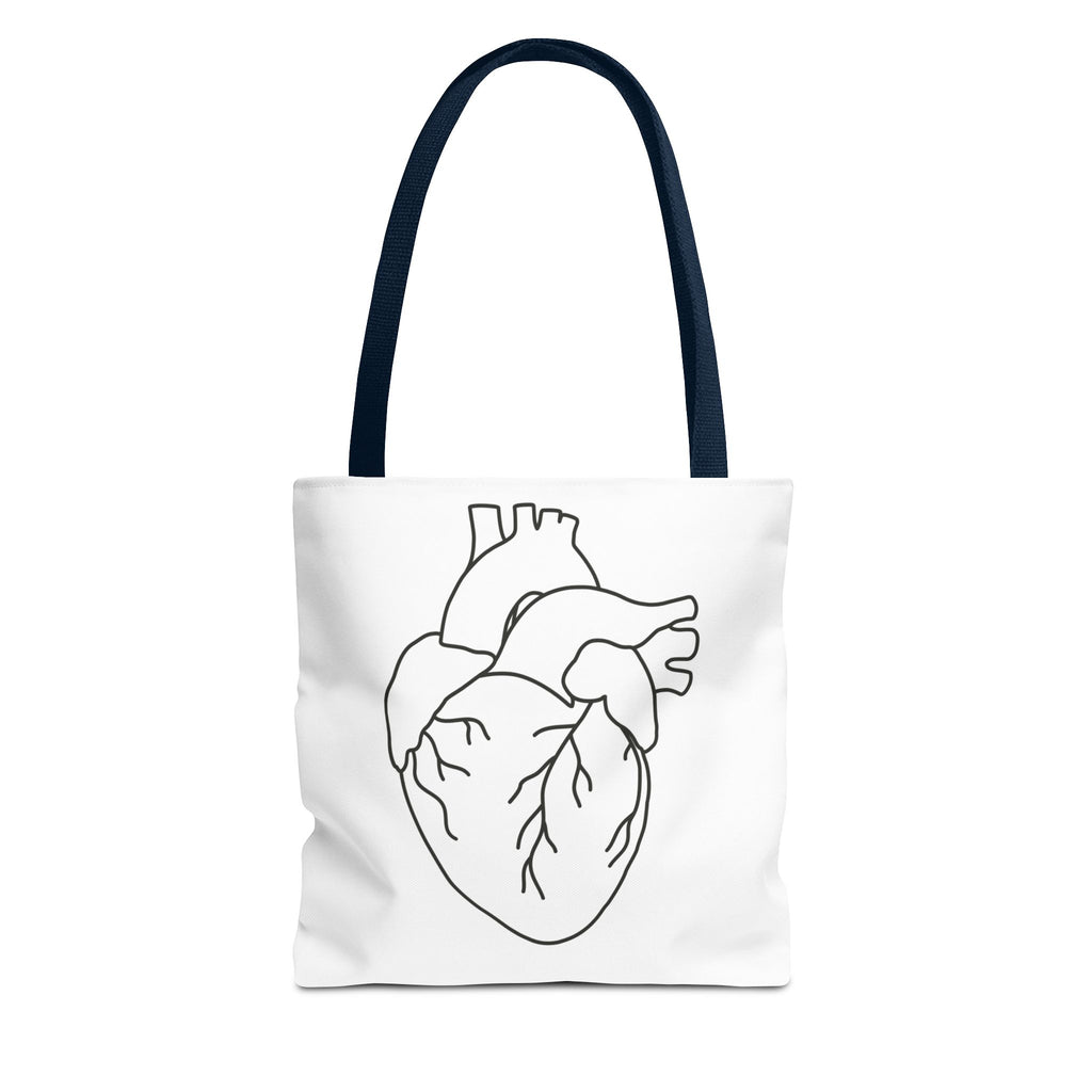 Anatomical Heart Tote Bag — Minimal Line Art Medical Shopper