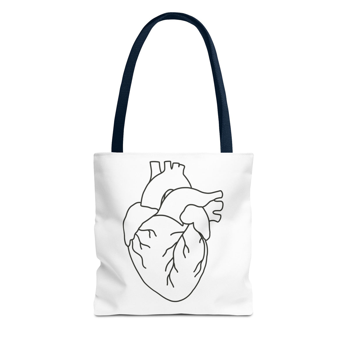 Anatomical Heart Tote Bag — Minimal Line Art Medical Shopper