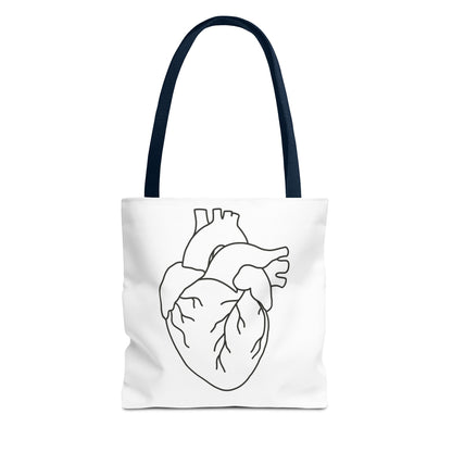 Anatomical Heart Tote Bag — Minimal Line Art Medical Shopper