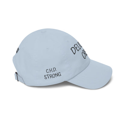 Delilah's Crew Embroidered Dad Cap — Personalized White Baseball Hat ("1 in 100" Back)
